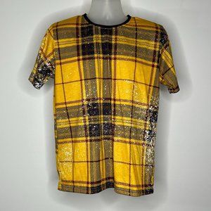 Fashion nova men's yellow checkered top -